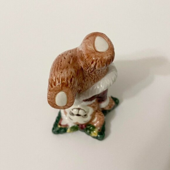 Fitz and Floyd Christmas Tumbling Bear Figurine Red Plaid Santa Suit Stars Chip - Picture 10 of 13